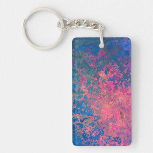 Abstract, Pink, Purple & Blue, Alcohol Ink Key Ring
