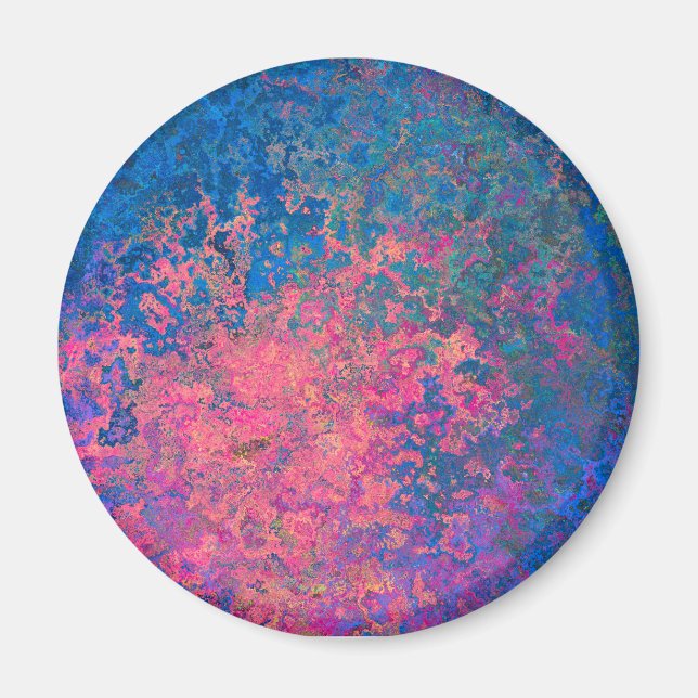 Abstract, Pink, Purple & Blue, Alcohol Ink Magnet (Front)