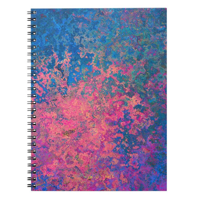 Abstract, Pink, Purple & Blue, Alcohol Ink Notebook (Front)