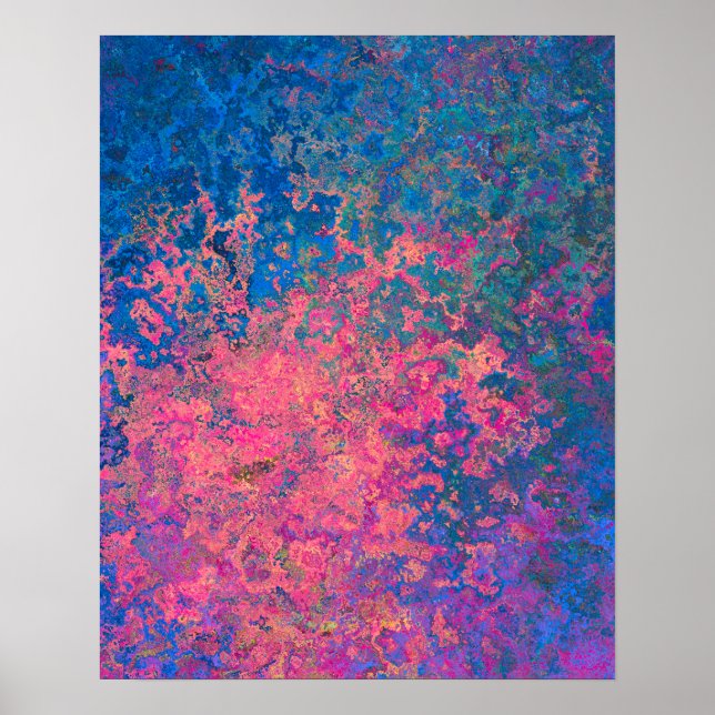 Abstract, Pink, Purple & Blue, Alcohol Ink Poster (Front)
