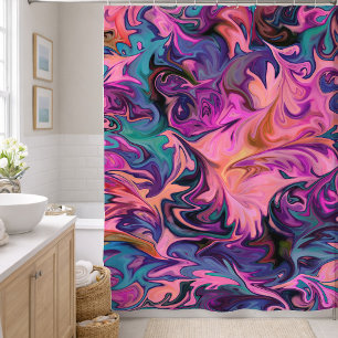 Abstract Pink Purple Blue Marble Design Shower Curtain