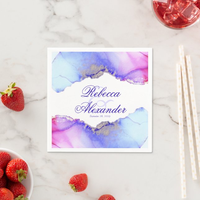 Abstract Pink Purple Blue Wedding  Napkin (Insitu)