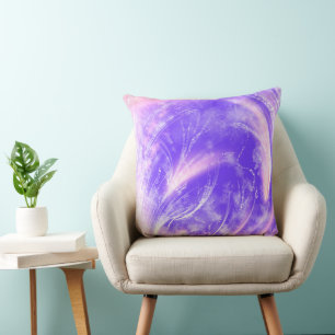 Abstract Pink Purple Dandelions and fireflies Cushion
