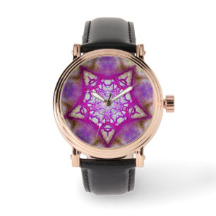 ABSTRACT PINK PURPLE FUCHSIA STAR WATCH