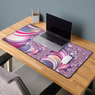 Abstract Pink Purple Spiral Fractal Desk Mat