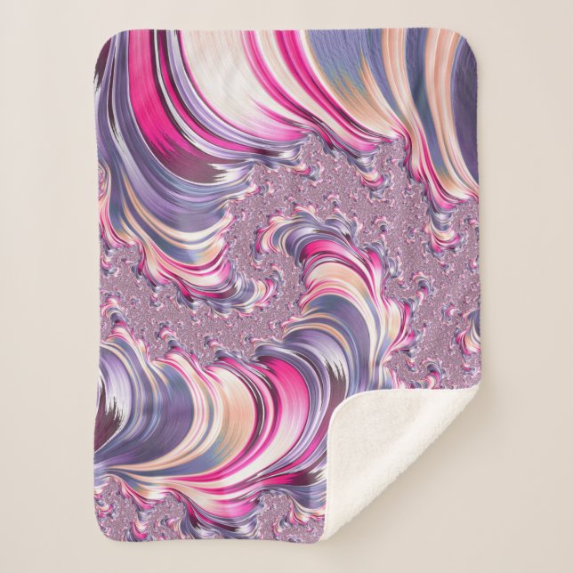 Abstract Pink Purple Spiral Fractal Sherpa Blanket (Front)