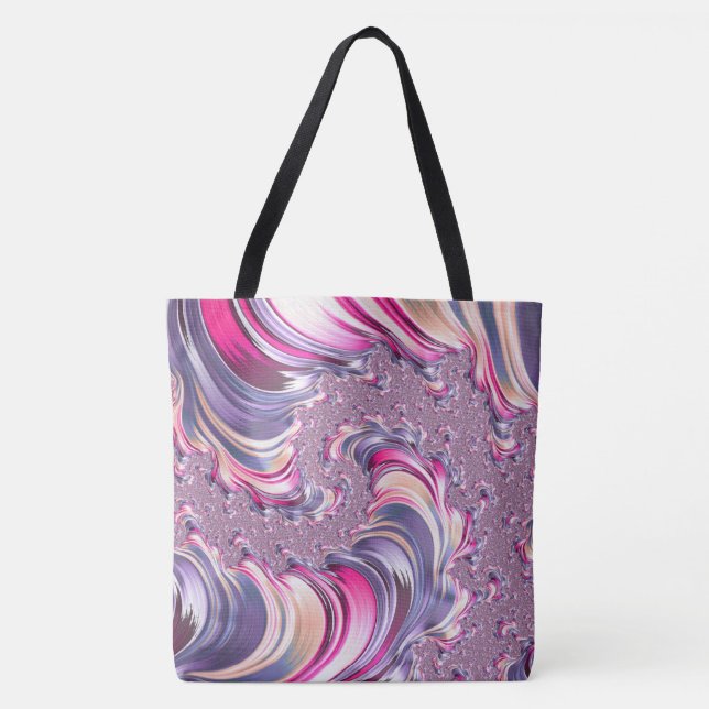 Abstract Pink Purple Spiral Fractal Tote Bag (Front)