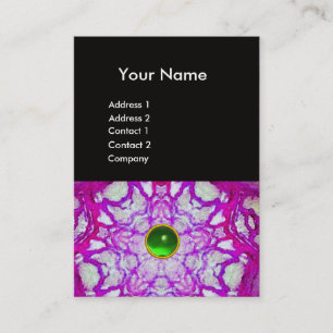 ABSTRACT PINK PURPLE STAR ,GREEN GEMSTONE MONOGRAM BUSINESS CARD