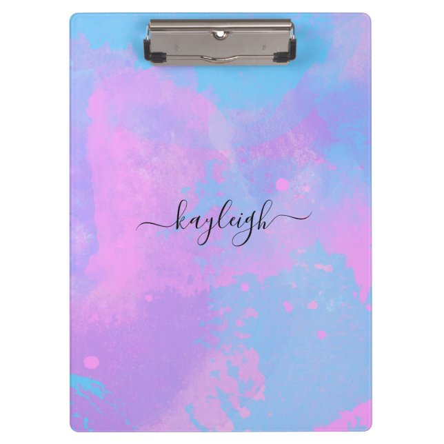 Abstract Pink Purple Turquoise Clipboard (Front)