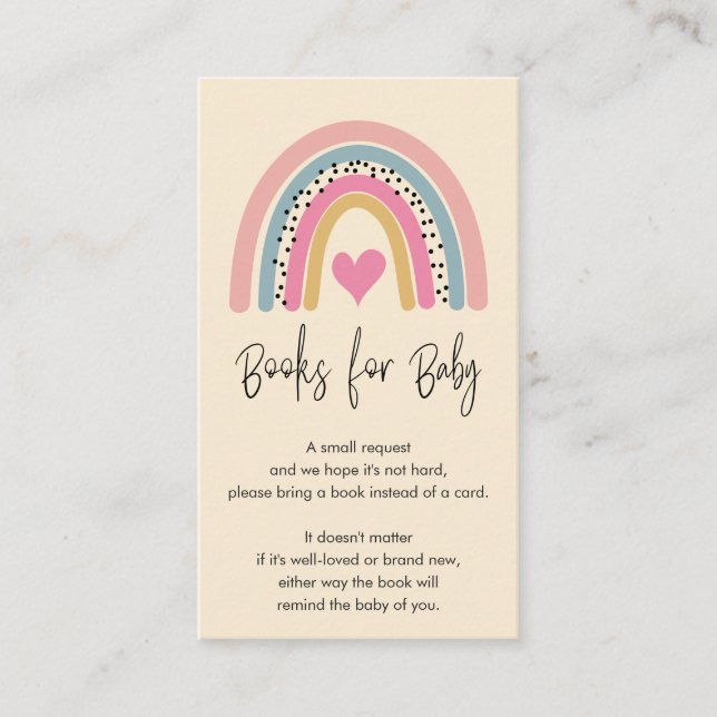 Abstract Pink Rainbow Baby Shower Books for Baby Enclosure Card (Front)