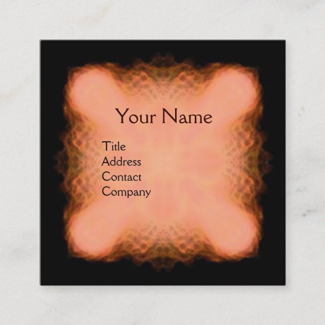 ABSTRACT PINK RED BROWN SQUARE MONOGRAM SQUARE BUSINESS CARD (Front)