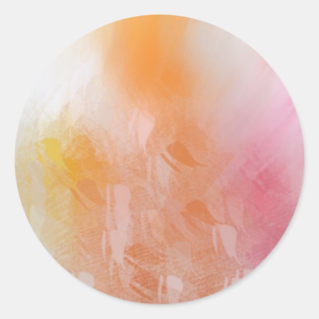 Abstract Pink Red Yellow Blue Colourful Template Classic Round Sticker (Front)