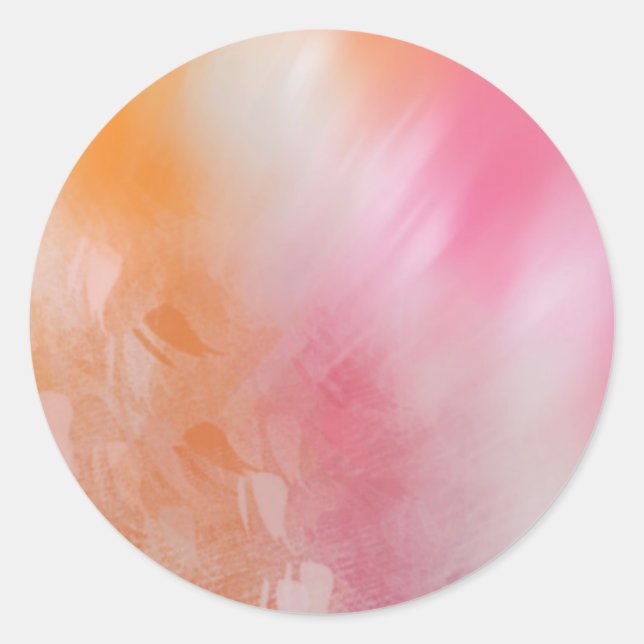 Abstract Pink Red Yellow Orange Colourful Template Classic Round Sticker (Front)