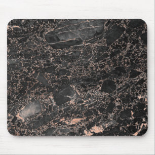 Abstract Pink Rose Gold Blush Gold Black  Marble Mouse Mat