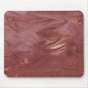 Abstract Pink Rose Gold Blush Gold Metallic Marble Mouse Mat