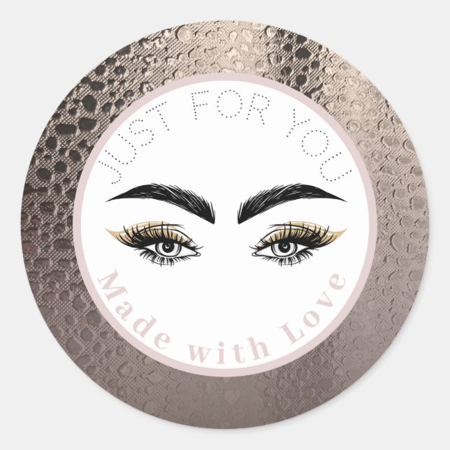 Abstract Pink Rose Gold Modern Glam Makeup Eyes Classic Round Sticker (Front)