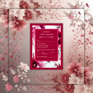 abstract pink rose petal wedding RSVP card