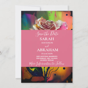 Abstract Pink Roses Save the Date Invitation