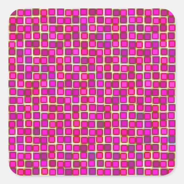 Abstract Pink Squares Pattern Square Sticker (Front)