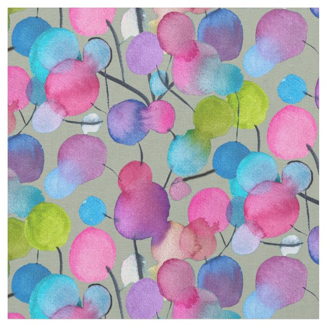 Abstract pink Summer Tree art Fabric (Close Up)