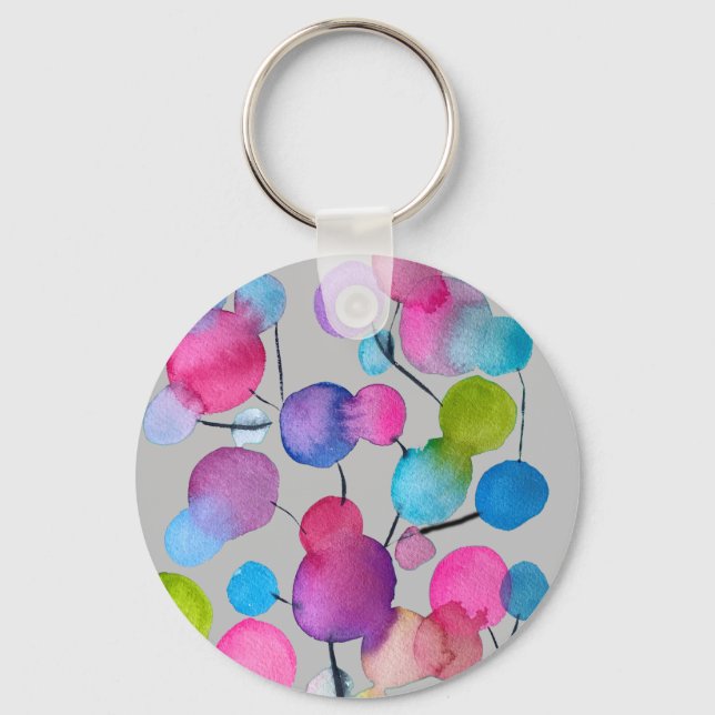 Abstract pink Summer Tree art Key Ring (Front)