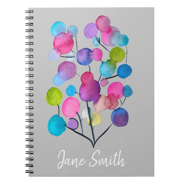 Abstract pink Summer Tree art Notebook (Front)