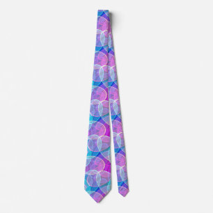 Abstract Pink Teal Blue Bubble Circle Pattern Tie