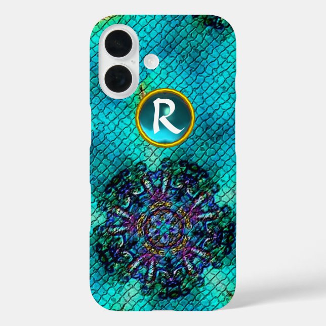 ABSTRACT PINK TEAL BLUE MOSAIC STAR GEM MONOGRAM Case-Mate iPhone CASE (Back)