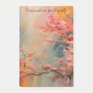 Abstract Pink Trees in Bloom Wabi-Sabi Landscape Post-it Notes