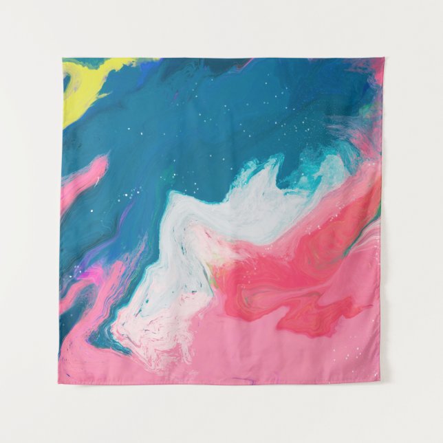 Abstract pink, turquoise: marble paint background tapestry (Front)
