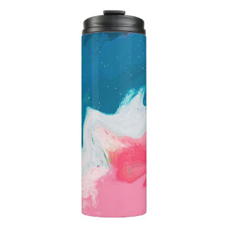 Abstract pink, turquoise: marble paint background thermal tumbler