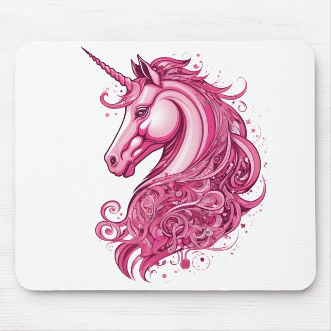 Abstract pink unicorn mouse mat (Front)