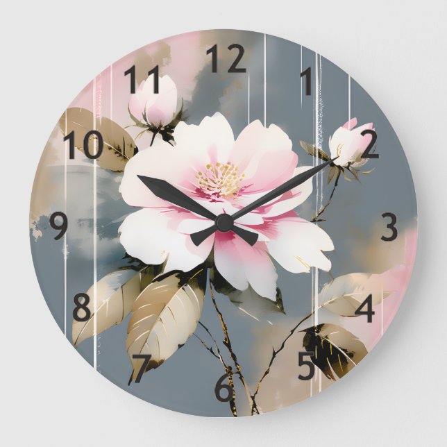 Abstract Pink Wabi-Sabi Flower Large Clock (Front)
