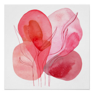 Abstract pink watercolor composition poster