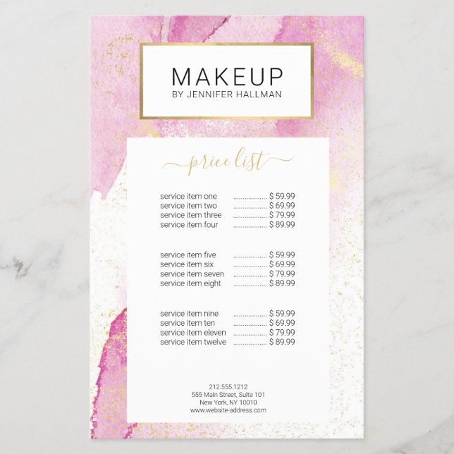 Abstract Pink Watercolor with Faux Gold Dust Flyer (Front)