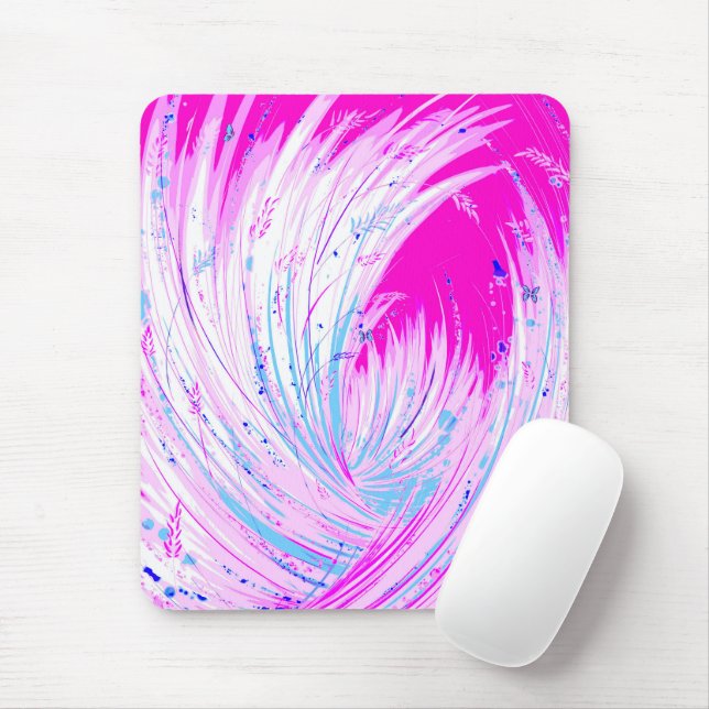 Abstract Pink White Enchanted Garden  Mouse Mat (With Mouse)