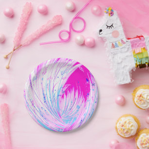 Abstract Pink White Enchanted Garden  Paper Plate