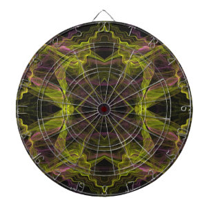 Abstract Pink, Yellow and Black Fractal Dart Board