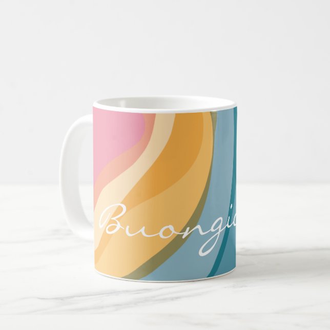 Abstract pink yellow blue Watercolor Customized Coffee Mug (Front Left)