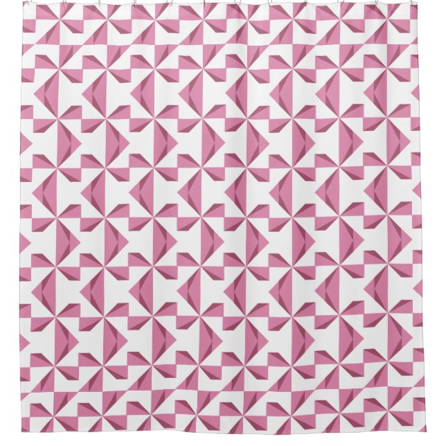 Abstract Pinwheels Cranberry Shower Curtain (Front)