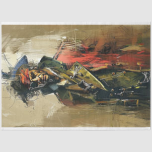 Abstract Pirate Watercolor Painting Decoupage Tissue Paper