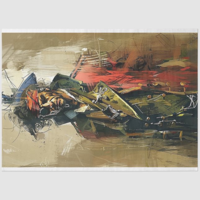 Abstract Pirate Watercolor Painting Decoupage Tissue Paper (Front)