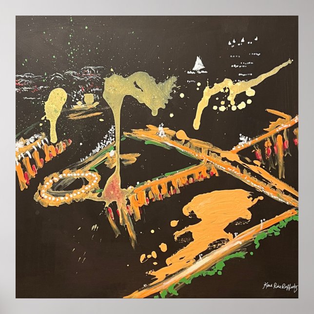 Abstract Pittsburgh Skyline Painting Poster (Front)