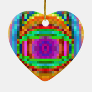 Abstract Pixel Art Colourful Mosaic Ceramic Tree Decoration