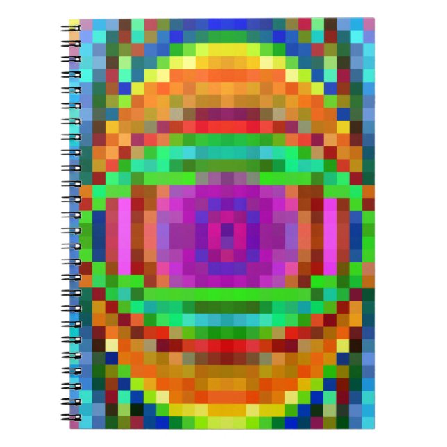 Abstract Pixel Art Colourful Mosaic Notebook (Front)