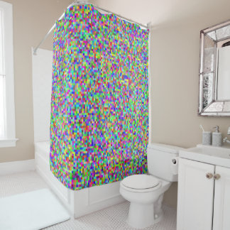 Abstract Pixelated RGB Shower Curtain