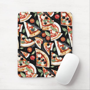 Abstract Pizza Slices On A Black Background Mouse Mat