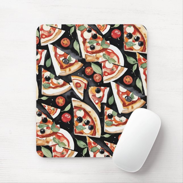 Abstract Pizza Slices On A Black Background Mouse Mat (With Mouse)