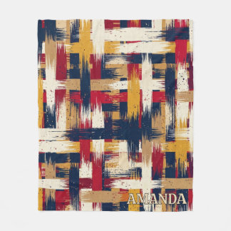 Abstract Plaid Fleece Blanket Cosy Throw