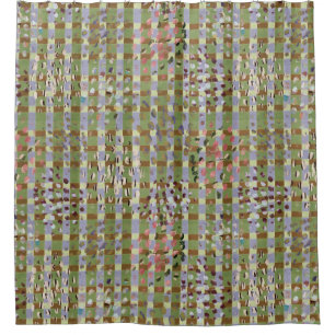 Abstract Plaid Geometric Grid Pattern Art Shower Curtain